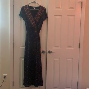 Navy & pink print maxi dress